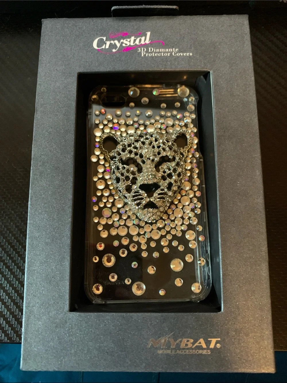 Crystal 3D Diamante Leopard Phone Case - Silver Rhinestones